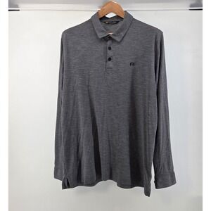 Travis Mathew Polo Shirt Mens XL Grey Striped Long Sleeve Casual Sportswear Golf